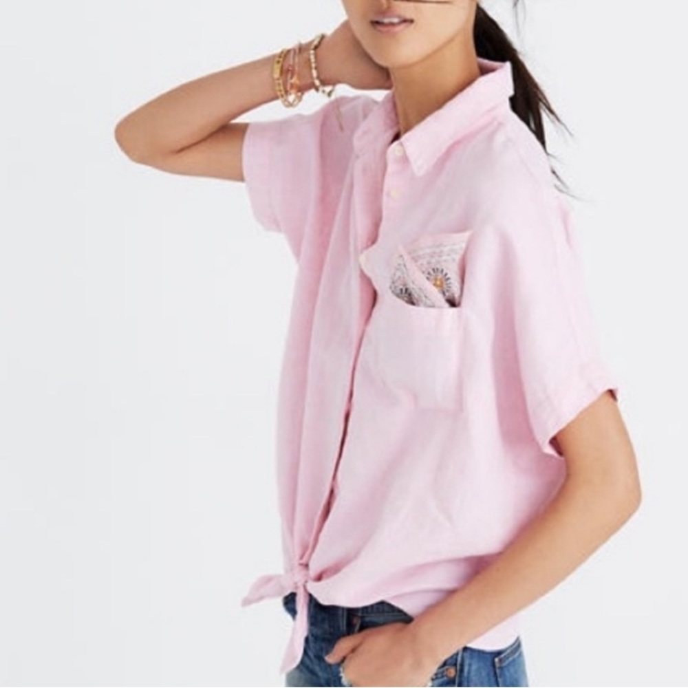 Madewell Button Down Tie Blouse - image 1